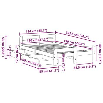 Massivholzbett ohne Matratze 120x190 cm Kiefernholz