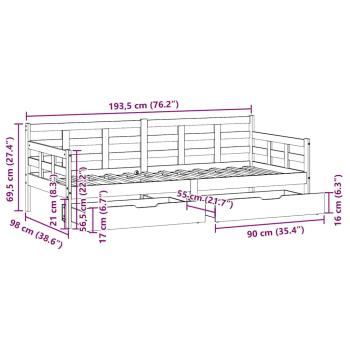 Tagesbett mit Schubladen 90x190 cm Massivholz Kiefer