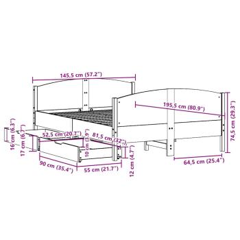 Massivholzbett ohne Matratze 140x190 cm Kiefernholz