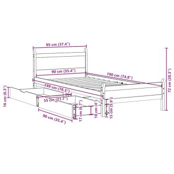 Massivholzbett ohne Matratze 90x190 cm Kiefer