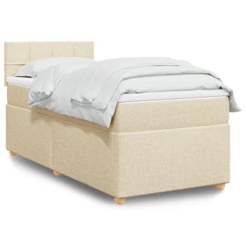 ARDEBO.de - Boxspringbett mit Matratze Creme 90x200 cm Stoff
