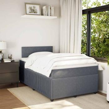 ARDEBO.de - Boxspringbett mit Matratze Dunkelgrau 120x200 cm Samt