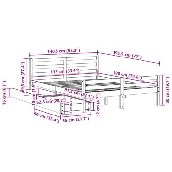 Massivholzbett ohne Matratze 135x190 cm Kiefernholz