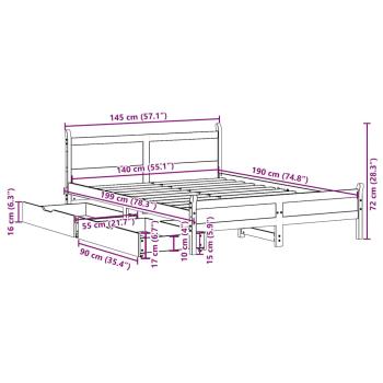 Massivholzbett ohne Matratze 140x190 cm Kiefernholz