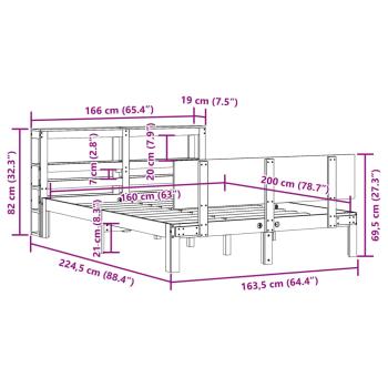 Bettgestell mit Kopfteil ohne Matratze Weiß 160x200 cm