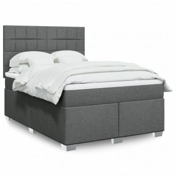 ARDEBO.de - Boxspringbett mit Matratze Dunkelgrau 160x200 cm Stoff