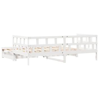 Tagesbett Ausziehbar mit Schubladen ohne Matratze Weiß 90x200cm