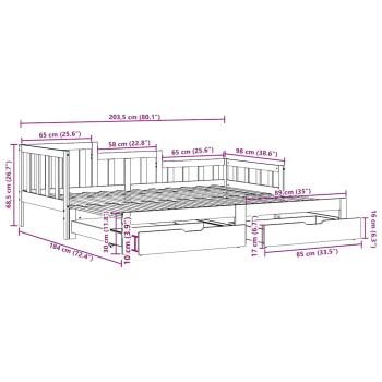 Tagesbett Ausziehbar mit Schubladen ohne Matratze Weiß 90x200cm