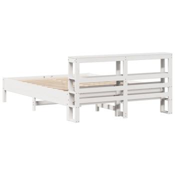 Massivholzbett ohne Matratze Weiß 135x190 cm Kiefernholz