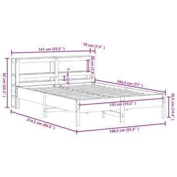 Massivholzbett ohne Matratze Weiß 135x190 cm Kiefernholz