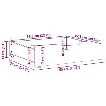 ARDEBO.de - Bettschubladen mit Rollen 2 Stk. 65x55x16 cm Massivholz Kiefer