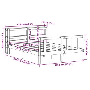 Bettgestell mit Kopfteil ohne Matratze Wachsbraun 120x190 cm