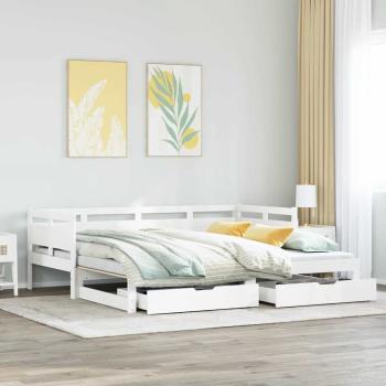 ARDEBO.de - Tagesbett Ausziehbar mit Schubladen ohne Matratze Weiß 90x200cm