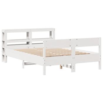 ARDEBO.de - Massivholzbett ohne Matratze Weiß 135x190 cm Kiefernholz
