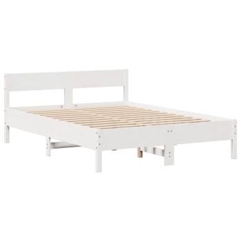 Massivholzbett ohne Matratze Weiß 135x190 cm Kiefernholz