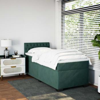 ARDEBO.de - Boxspringbett mit Matratze Dunkelgrün 100x200 cm Samt