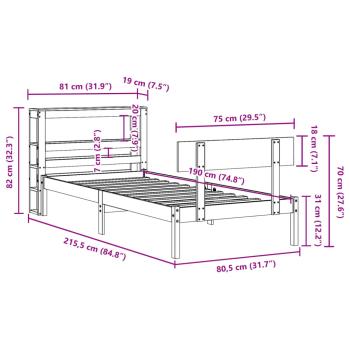 Massivholzbett ohne Matratze Weiß 75x190 cm Kiefernholz