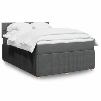 ARDEBO.de - Boxspringbett mit Matratze Dunkelgrau 160x200 cm Stoff