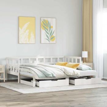 ARDEBO.de - Tagesbett Ausziehbar mit Schubladen ohne Matratze Weiß 80x200cm