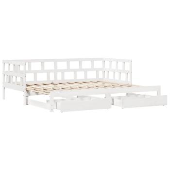 Tagesbett Ausziehbar mit Schubladen ohne Matratze Weiß 80x200cm