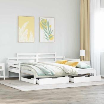 ARDEBO.de - Tagesbett Ausziehbar mit Schubladen ohne Matratze Weiß 90x200cm