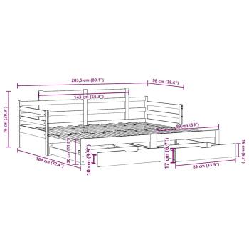 Tagesbett Ausziehbar mit Schubladen ohne Matratze Weiß 90x200cm