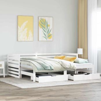 ARDEBO.de - Tagesbett mit Schubladen Weiß 90x200 cm Kiefernholz