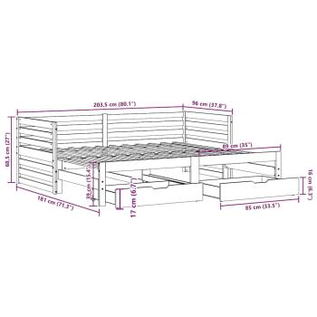 Tagesbett mit Schubladen Weiß 90x200 cm Kiefernholz
