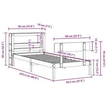 Massivholzbett ohne Matratze Weiß 90x200 cm Kiefernholz