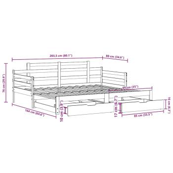 ARDEBO.de - Tagesbett Ausziehbar mit Schubladen ohne Matratze Weiß 80x200cm