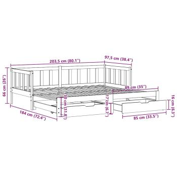 Tagesbett Ausziehbar mit Schubladen ohne Matratze Weiß 90x200cm