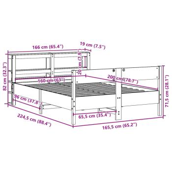 Massivholzbett ohne Matratze Weiß 160x200 Kiefernholz