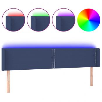 LED Kopfteil Blau 183x16x78/88 cm Stoff