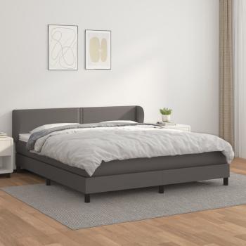 ARDEBO.de - Boxspringbett mit Matratze Grau 180x200 cm Kunstleder