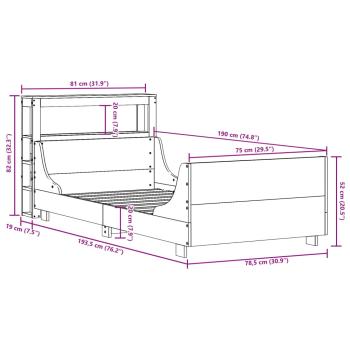 Massivholzbett ohne Matratze 75x190 cm Kiefernholz