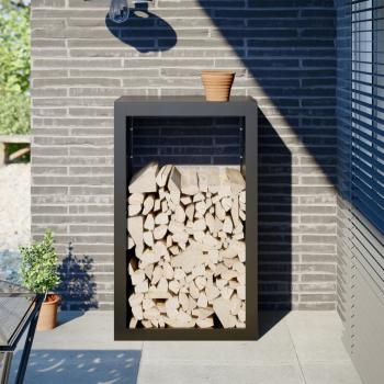 ARDEBO.de - Brennholzregal Schwarz 60x40x100 cm Stahl