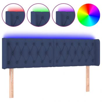 LED Kopfteil Blau 147x16x78/88 cm Stoff