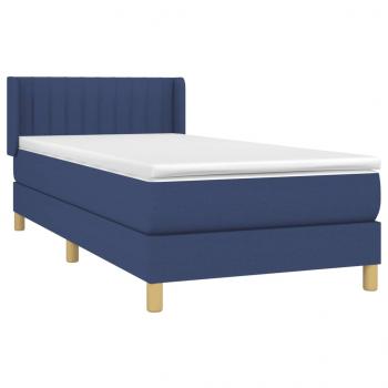 Boxspringbett mit Matratze Blau 90x200 cm Stoff