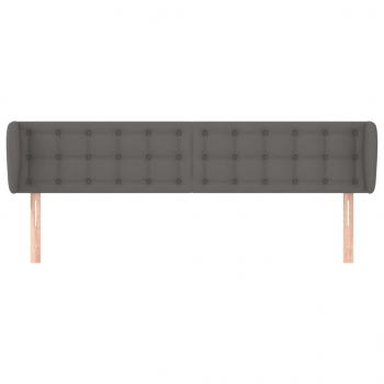 Kopfteil mit Ohren Grau 203x23x78/88 cm Kunstleder