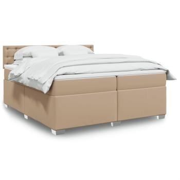 ARDEBO.de - Boxspringbett Matratze Cappuccino-Braun 200x200cm Kunstleder