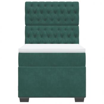 Boxspringbett mit Matratze Dunkelgrün 90x190 cm Samt