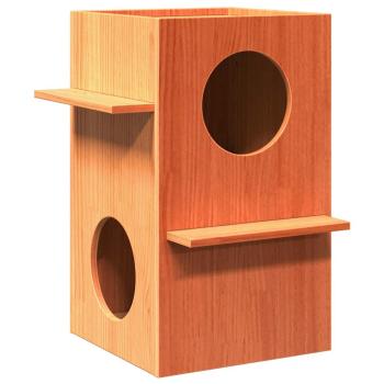 ARDEBO.de - Katzenhaus Wachsbraun 43x43x60 cm Massivholz Kiefer