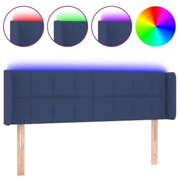 LED Kopfteil Blau 147x16x78/88 cm Stoff