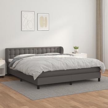 ARDEBO.de - Boxspringbett mit Matratze Grau 160x200 cm Kunstleder