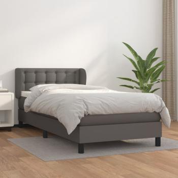 ARDEBO.de - Boxspringbett mit Matratze Grau 90x190 cm Kunstleder