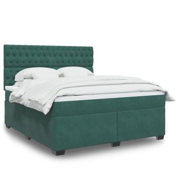 ARDEBO.de - Boxspringbett mit Matratze Dunkelgrün 180x200 cm Samt