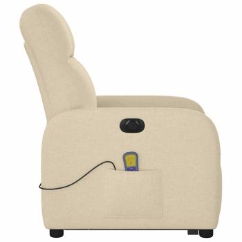 Elektrischer Massagesessel mit Aufstehhilfe Creme Stoff