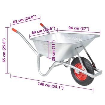 Schubkarre 90 L 150 kg Verzinkter Stahl und Kunststoff