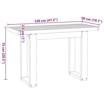 Schreibtisch NOAIN U-Form-Beine 120x50x75 cm Massivholz Kiefer