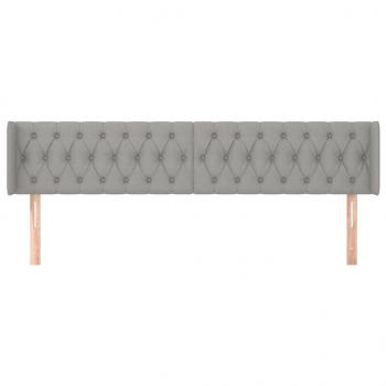 Kopfteil mit Ohren Hellgrau 203x16x78/88 cm Stoff